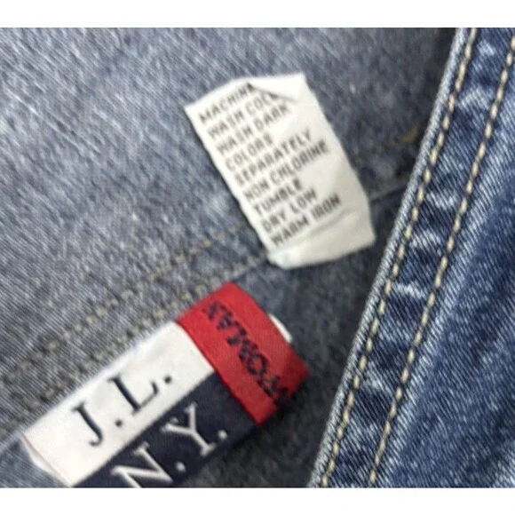 Denim Cargo Dress Womens Size 2X Y2K 00s Midi J.L.N.Y. Vintage Side Slits Maxi - Picture 8 of 10